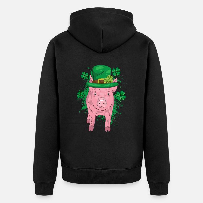 Trèfle Cochon chanceux - Veste à capuche bio Premium Unisexe - noir