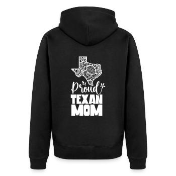 Proud Texas Mother Texas Texan Texan - Unisex Premium Organic Zip Hoodie - black - Back - Nico (187cm)