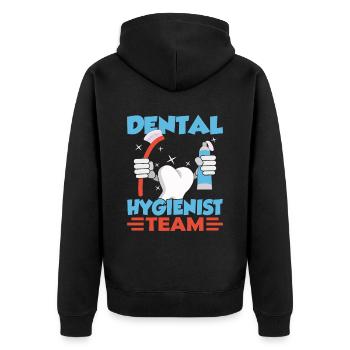 Dental hygienist team dental hygiene dentist - Unisex Premium Organic Zip Hoodie - black - Back - Nico (187cm)