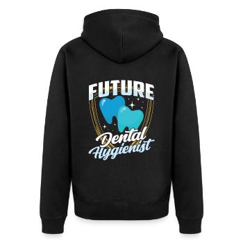 Future dental hygienist dental hygiene team - Unisex Premium Organic Zip Hoodie - black - Back - Nico (187cm)