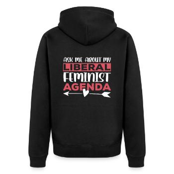 Liberal Feminist Agenda Feminism Feminist - Unisex Premium Organic Zip Hoodie - black - Back - Nico (187cm)