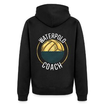 Water Polo Coach Vintage Water - Unisex Premium Bio Zip Hoodie - Schwarz - Hinten - Nico (187cm)
