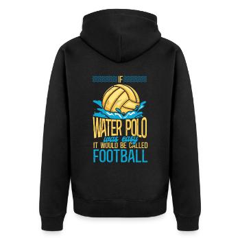 Water Polo Vintage If Water Polo - Unisex Premium Bio Zip Hoodie - Schwarz - Hinten - Nico (187cm)
