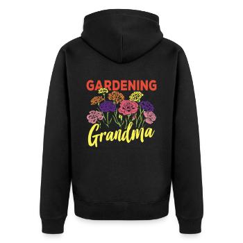 Gartenarbeit Oma Garten Großmutter Gärtnerin - Unisex Premium Bio Zip Hoodie - Schwarz - Hinten - Nico (187cm)