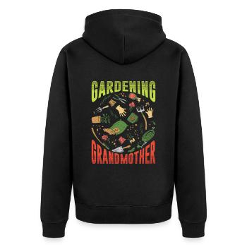Gartenarbeit Großmutter Garten Oma Gärtnerin - Unisex Premium Bio Zip Hoodie - Schwarz - Hinten - Nico (187cm)