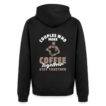 Barista Kaffee Paar - Unisex Premium Bio Zip Hoodie - Schwarz - Hinten - Nico (187cm)