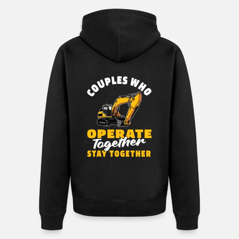 Baggerfahrer Paar - Unisex Premium Bio Zip Hoodie - Schwarz