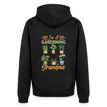 Ich Bin Eine Gärtnernde Oma Garten Großmutter - Unisex Premium Bio Zip Hoodie - Schwarz - Hinten - Nico (187cm)