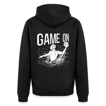 Water Polo Game On - Unisex Premium Organic Zip Hoodie - black - Back - Nico (187cm)