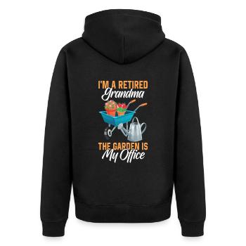 Ich Bin Eine Großmutter Im Ruhestand Oma Garten - Unisex Premium Bio Zip Hoodie - Schwarz - Hinten - Nico (187cm)