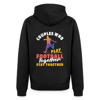 American Football Couple - Unisex Premium Organic Zip Hoodie - black - Back - Nico (187cm)
