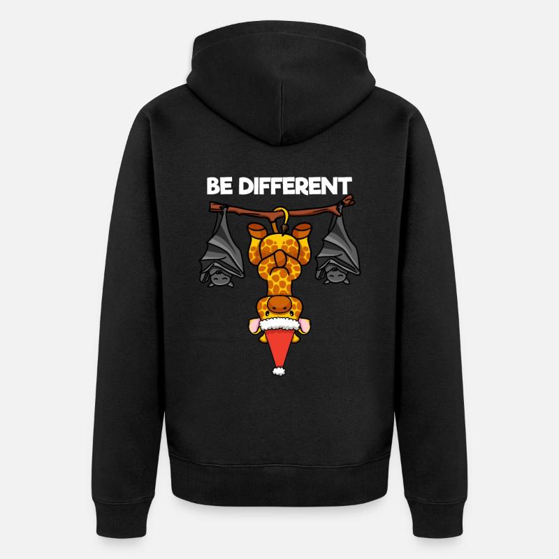 Be Different Giraffe Fledermaus Weihnachtsmann - Unisex Premium Bio Zip Hoodie - Schwarz