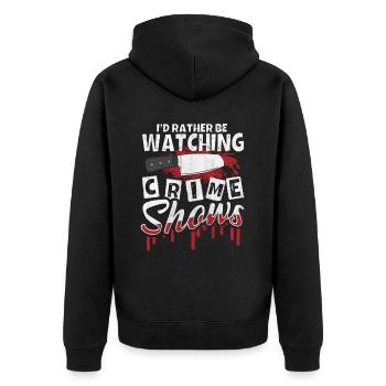 Amateur de série policière Je préfère regarder une série policière - Veste à capuche bio Premium Unisexe - noir - Dos - Nico (187cm)