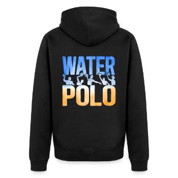 Water Polo Watercolor Water Polo - Unisex Premium Bio Zip Hoodie - Schwarz - Hinten - Nico (187cm)
