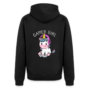 Gamer Girl Funny Gaming Unicorn Gaming Girl - Veste à capuche bio Premium Unisexe - noir - Dos - Nico (187cm)