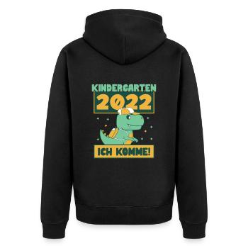 Kindergarten 2022 Ich Komme Kindergartenkind Dino - Unisex Premium Bio Zip Hoodie - Schwarz - Hinten - Nico (187cm)