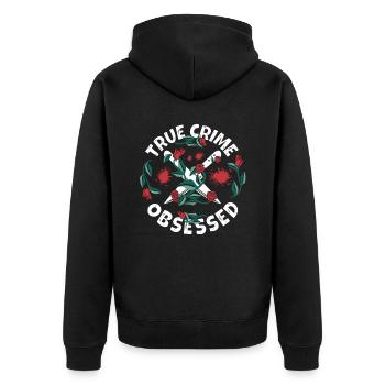True Crime obsédé - Veste à capuche bio Premium Unisexe - noir - Dos - Nico (187cm)