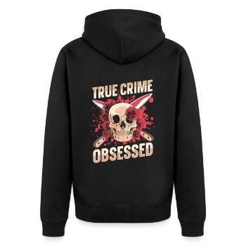 True Crime obsédé - Veste à capuche bio Premium Unisexe - noir - Dos - Nico (187cm)