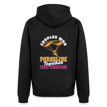 Paragleiter Paragleiten Paar - Unisex Premium Bio Zip Hoodie - Schwarz - Hinten - Nico (187cm)
