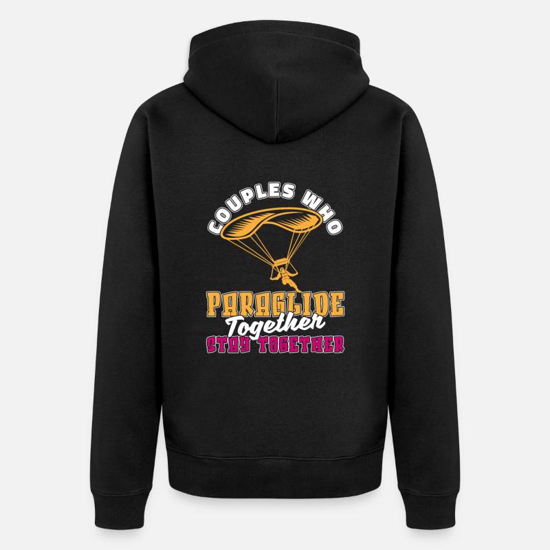 Paragleiter Paragleiten Paar - Unisex Premium Bio Zip Hoodie - Schwarz
