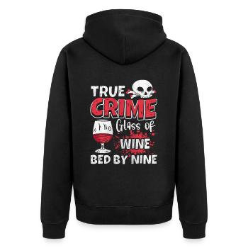 Bon vin et cadeau True Crime - Veste à capuche bio Premium Unisexe - noir - Dos - Nico (187cm)