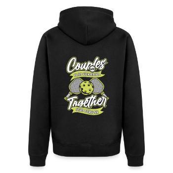 Pickleball pair - Unisex Premium Organic Zip Hoodie - black - Back - Nico (187cm)