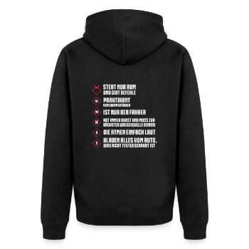 Löschgruppe Feuerwehr FFW Löschgruppen - Unisex Premium Bio Zip Hoodie - Schwarz - Hinten - Nico (187cm)