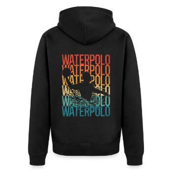 Water Polo Retro Vintage Water - Unisex Premium Bio Zip Hoodie - Schwarz - Hinten - Nico (187cm)