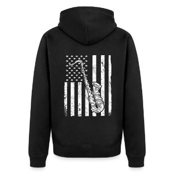 Saxophone musicians Brass music - Unisex Premium Organic Zip Hoodie - black - Back - Nico (187cm)