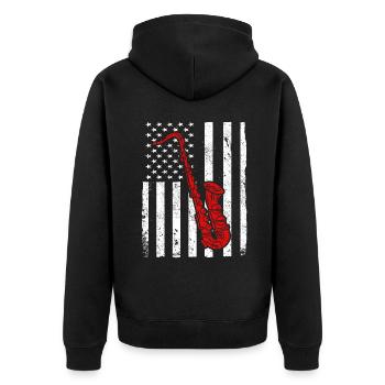Musiciens de saxophone Musique de cuivres - Veste à capuche bio Premium Unisexe - noir - Dos - Nico (187cm)