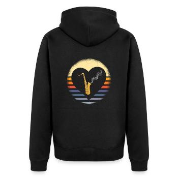 Saxophone musicians Brass music - Unisex Premium Organic Zip Hoodie - black - Back - Nico (187cm)