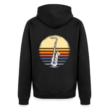 Saxophone Musiker Blasmusik - Unisex Premium Bio Zip Hoodie - Schwarz - Hinten - Nico (187cm)