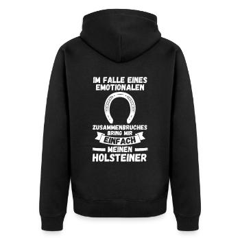 Pferd Reitsport Reiten Pferdesport Holsteiner - Unisex Premium Bio Zip Hoodie - Schwarz - Hinten - Nico (187cm)