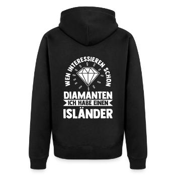 Pferd Reitsport Reiten Pferdesport Isländer - Unisex Premium Bio Zip Hoodie - Schwarz - Hinten - Nico (187cm)