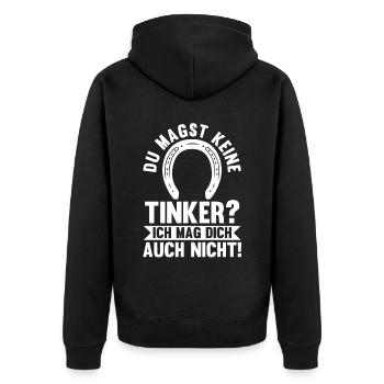 Pferd Reitsport Reiten Pferdesport Tinker - Unisex Premium Bio Zip Hoodie - Schwarz - Hinten - Nico (187cm)