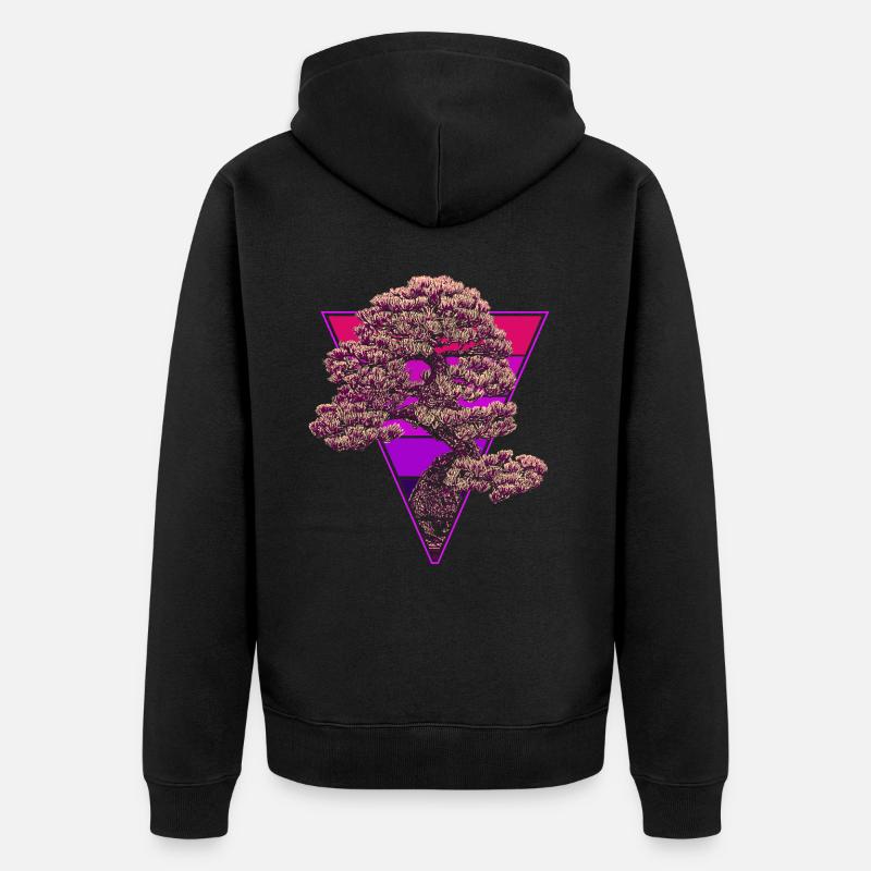 Bunter Bonsai Baum - Unisex Premium Bio Zip Hoodie - Schwarz