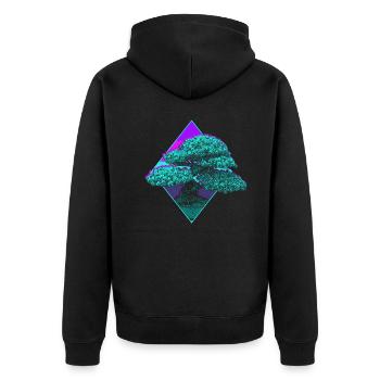 Bonsai Baum - Unisex Premium Bio Zip Hoodie - Schwarz - Hinten - Nico (187cm)