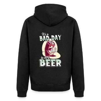 Its A Bad Day To Be A Beer - Unisex Premium Bio Zip Hoodie - Schwarz - Hinten - Nico (187cm)