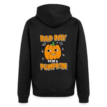 Its A Bad Day To Be A Pumpkin - Unisex Premium Bio Zip Hoodie - Schwarz - Hinten - Nico (187cm)