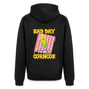 Its A Bad Day To Be A Corncob - Unisex Premium Bio Zip Hoodie - Schwarz - Hinten - Nico (187cm)