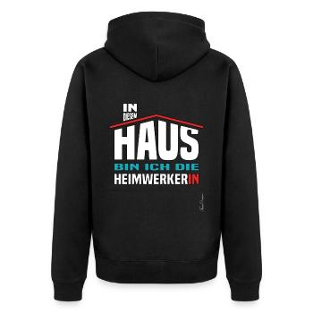 Lustiges Haus das Frauen Beruf Bauherrin stolze - Unisex Premium Bio Zip Hoodie - Schwarz - Hinten - Nico (187cm)