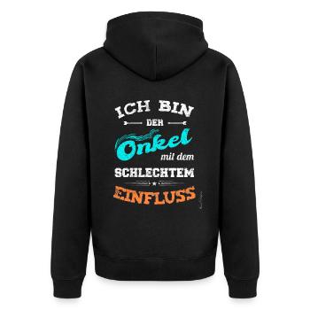 Onkel mit schlechtem Einfluss lustiges Bruder, - Unisex Premium Bio Zip Hoodie - Schwarz - Hinten - Nico (187cm)