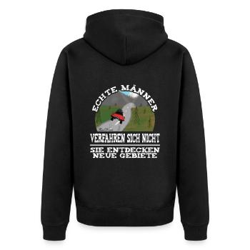 Lustiger Spruch für echte Männer Autofahrer - Unisex Premium Bio Zip Hoodie - Schwarz - Hinten - Nico (187cm)