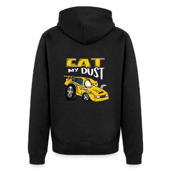 Starke Motoren Custom Stock Car Muscle Auto Drag - Unisex Premium Bio Zip Hoodie - Schwarz - Hinten - Nico (187cm)