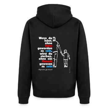 Papa ist der Beste Mann, russisches Sprichwort - Unisex Premium Bio Zip Hoodie - Schwarz - Hinten - Nico (187cm)
