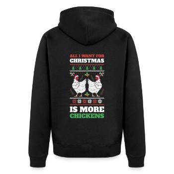 Xmas Chickens Hässlicher Weihnachtspulli Geschenk - Unisex Premium Bio Zip Hoodie - Schwarz - Hinten - Nico (187cm)