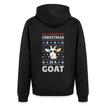 Christmas Goat Hässlicher Weihnachtspulli Geschenk - Unisex Premium Bio Zip Hoodie - Schwarz - Hinten - Nico (187cm)