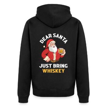 Just Bring Whiskey Lieber Weihnachtsmann Geschenk - Unisex Premium Bio Zip Hoodie - Schwarz - Hinten - Nico (187cm)