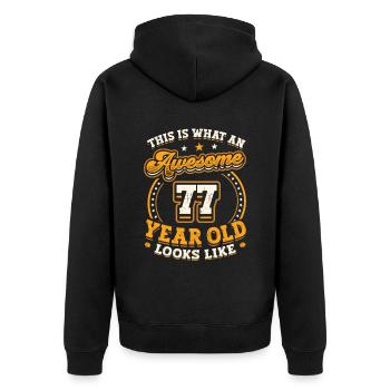 Voilà à quoi ressemble un grand homme de 77 ans. - Veste à capuche bio Premium Unisexe - noir - Dos - Nico (187cm)