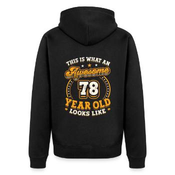 Voici à quoi ressemble un homme génial de 78 ans. - Veste à capuche bio Premium Unisexe - noir - Dos - Nico (187cm)